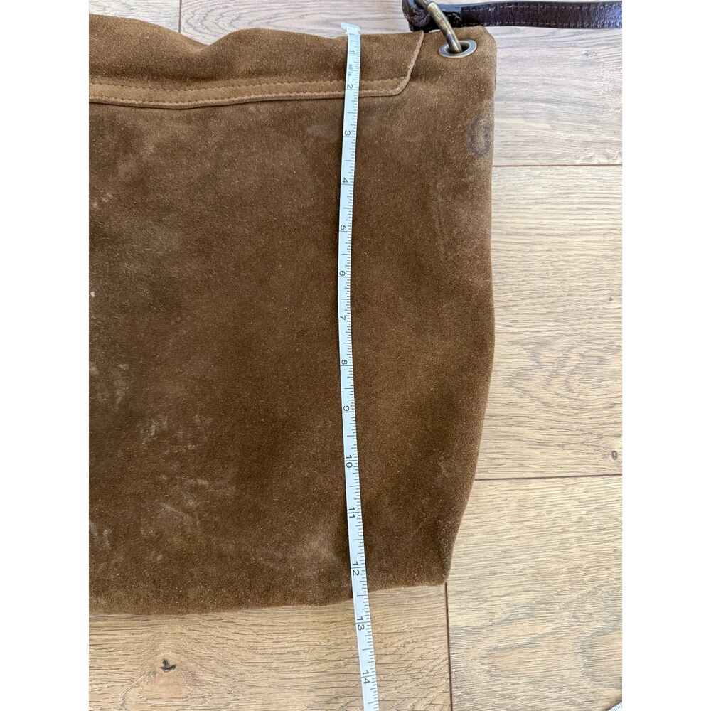 SUNDANCE Brown Suede leather foldover bag purse boho hobo western rodeo - Picture 9 of 11